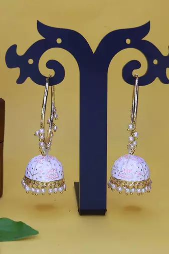 Traditional Handcrafted Enamelled Jhumki Hoop Earrings 