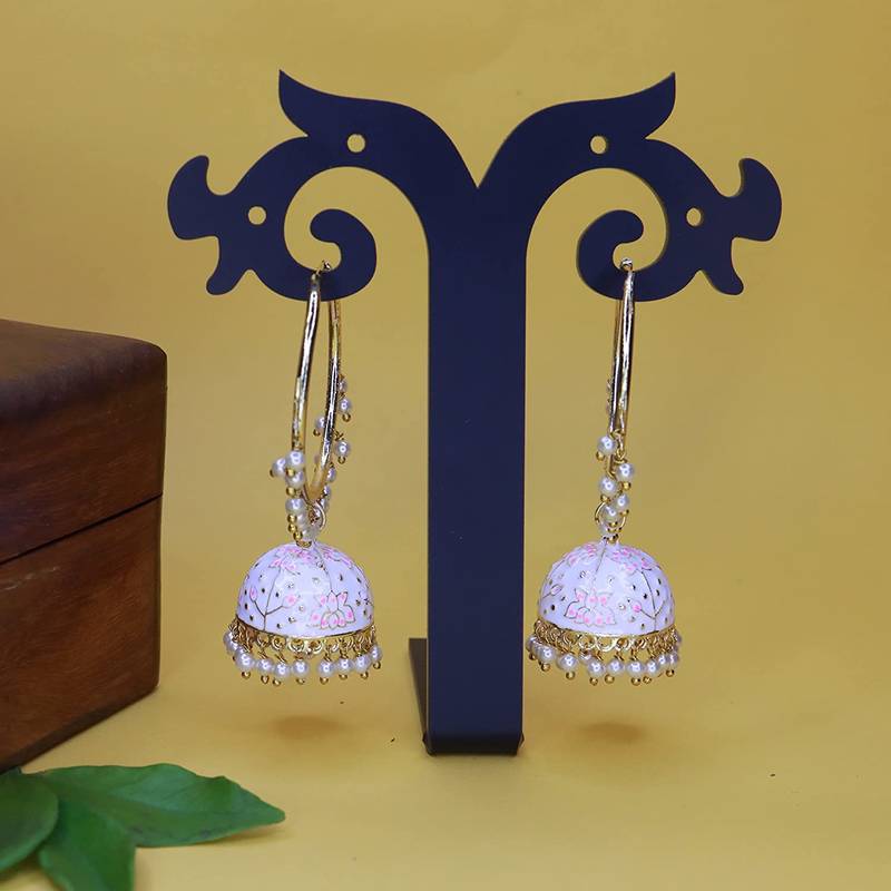 Traditional Handcrafted Enamelled Jhumki Hoop Earrings 