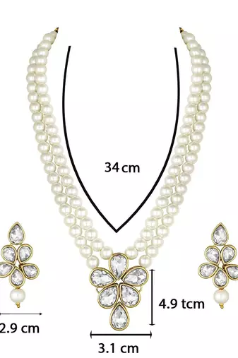 Traditional Kundan & Pearl Studded Necklace Jewellery Set For Women 