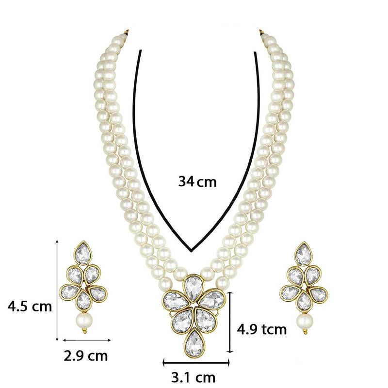 Traditional Kundan & Pearl Studded Necklace Jewellery Set For Women 