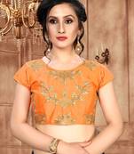 Amrutam Fab  Embroidered Orange Malbari Silk Extra Sleeve With Blouse (BL-10004-Orange)_Free_Size