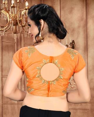 Amrutam Fab  Embroidered Orange Malbari Silk Extra Sleeve With Blouse (BL-10004-Orange)_Free_Size 2