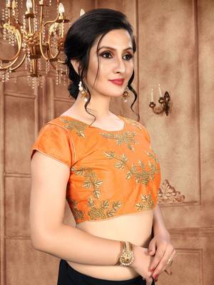 Amrutam Fab  Embroidered Orange Malbari Silk Extra Sleeve With Blouse (BL-10004-Orange)_Free_Size 3