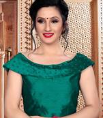 Amrutam Fab Women's Green Silk Blouse With Boat Neck (BL-20008-Green)_Free_Size