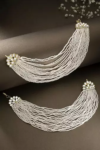 Multi Strand Earring with Ear Chain Embellished With Pearl 