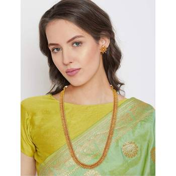 Traditional South Indian Stylish Golden Leaf work Necklace With Earrings For Women & Girls 6