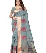 Serona fabrics women's cotton silk thread floral embroidery work saree