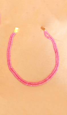 Pink Onyx Two Line Necklace Set 1