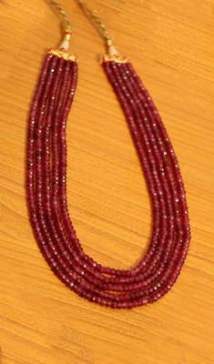 Ruby Semi Precious Stone 5 Line Beaded Necklace 1
