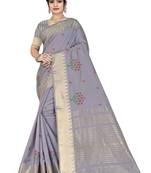 Serona fabrics women's  assam cotton silk thread and zari embroidery work  saree