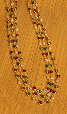 Multicolour Gold Plated 3 Line Necklace 1