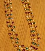 Multicolour Gold Plated 3 Line Necklace
