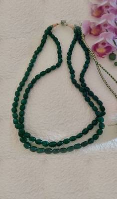 green beaded glass silver plated necklace 2
