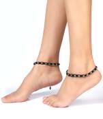 Set of 2 Floral Black Thread Anklets/Bracelet