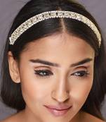 Silver Plated White Kundan Studded & Beaded Matha Patti