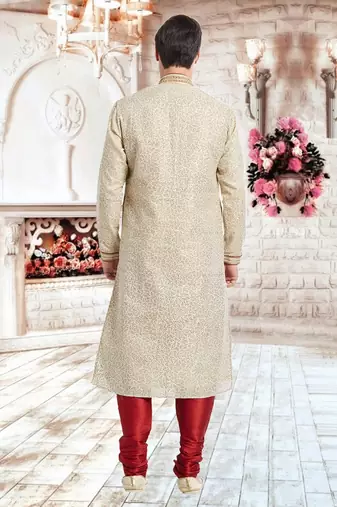 Indian Poshakh Maroon Art Silk Silk Blend Kurta Pajama