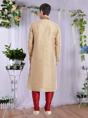 Maroon Art Silk Silk Blend Kurta Pajama 5
