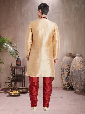 Maroon Art Silk Silk Blend Kurta Pajama 5