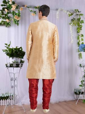 Maroon Art Silk Silk Blend Kurta Pajama 5