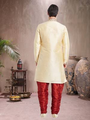 Maroon Art Silk Silk Blend Kurta Pajama 5