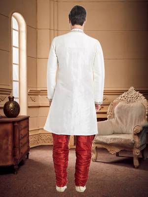 Maroon Art Silk Silk Blend Kurta Pajama 5