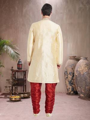 Maroon Art Silk Silk Blend Kurta Pajama 5