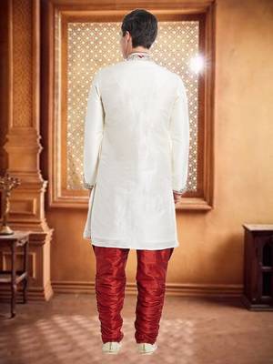 Maroon Art Silk Silk Blend Kurta Pajama 5