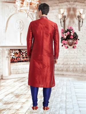 Indian Poshakh Navy Blue Art Silk Silk Blend Kurta Pajama 5