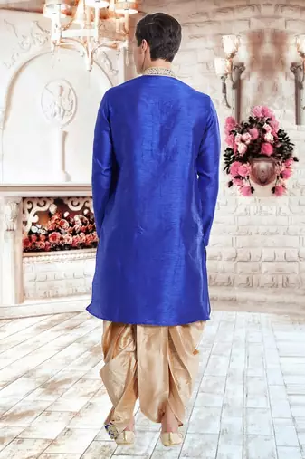 Gold Art Silk Silk Blend Kurta Pajama