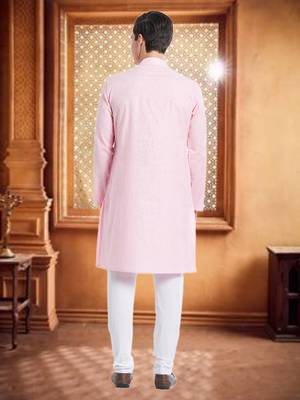 White Cotton Cotton  Kurta Pajama 5