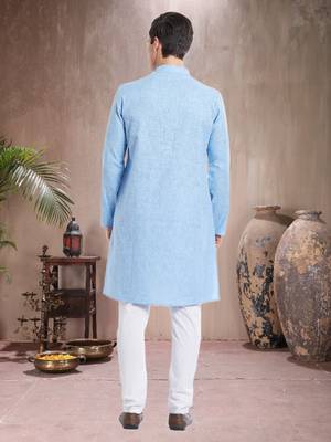 White Cotton Cotton  Kurta Pajama 5