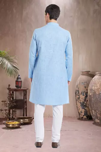 White Cotton Cotton  Kurta Pajama