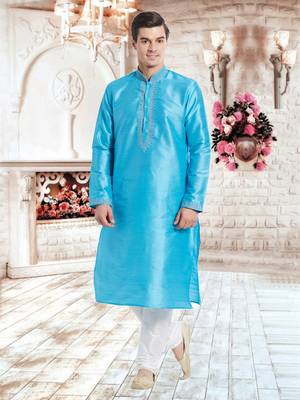 White Art Silk Silk Blend Kurta Pajama 4
