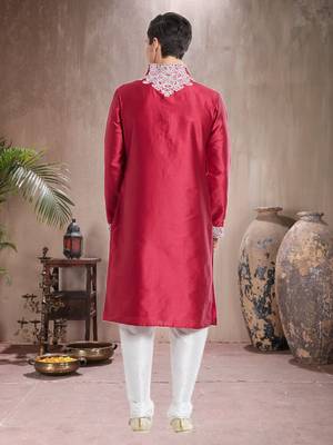 Indian Poshakh White Art Silk Silk Blend Kurta Pajama 5