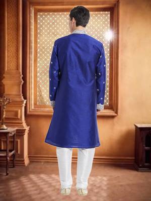 Indian Poshakh White Art Silk Silk Blend Kurta Pajama 5