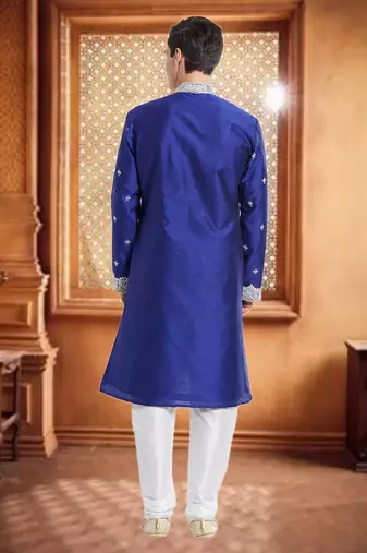 Indian Poshakh White Art Silk Silk Blend Kurta Pajama