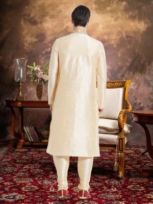 Fawn Art Silk Silk Blend Kurta Pajama 5