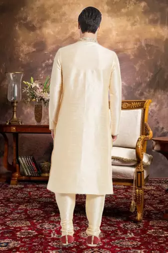 Fawn Art Silk Silk Blend Kurta Pajama