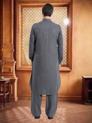 Grey Fila Fill Fila Fill Kurta Pajama 5