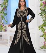 Black Zari & Stone Work Stitched Satan Kaftan Wedding Dress