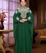 Green  Zari & Stone Work Stitched Georgette Farasha Wedding Dress