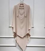 Khimar : Single Layer Triangular Diamond Instant Khimar-Hijab-Jilbab in Single Layer Beige Color | Tie Back