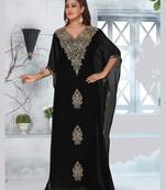 Black  Zari & Stone Work Stitched Georgette Farasha Wedding Dress