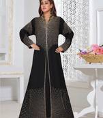Black Zari & Stone Work Stitched Satan Kaftan Wedding Dress