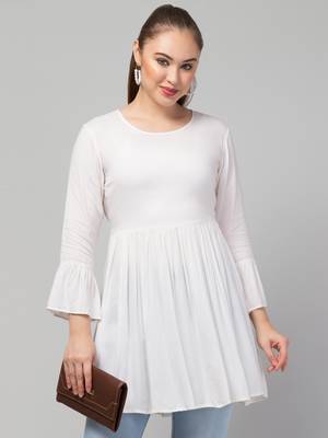 Long Top In Rayon Fabric With Bell Sleeves 3