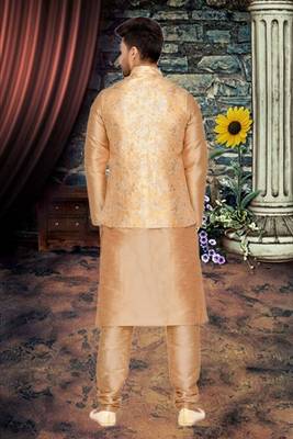 Gold Jacket Brocket Kurta Pajama 4