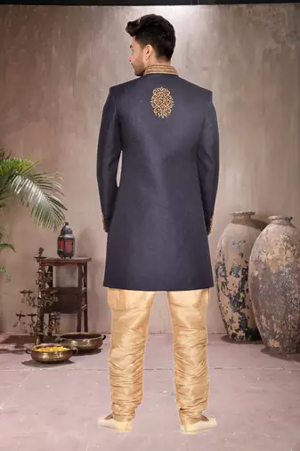 Grey Jute Wedding Sherwani