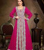 Magenta Gown Style Kaftan Dress With Embroidery
