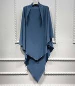 Khimar : Single Layer Triangular Diamond Instant Khimar-Hijab-Jilbab in Single Layer Blue Color | Tie Back