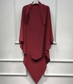 Khimar : Single Layer Triangular Diamond Instant Khimar-Hijab-Jilbab in Single Layer Maroon Color | Tie Back